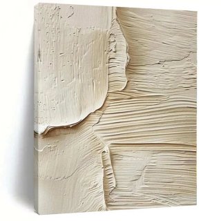 Beige Textured Abstract Canvas Artwork 4OH4V