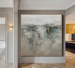 Modern Abstract Gray Golden Abstract Canvas Wall Art IV18W