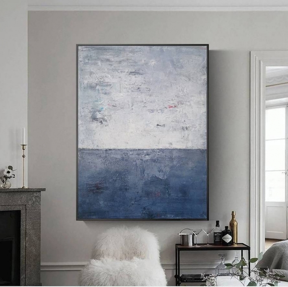 Blue Original Big Coastal Abstract Canvas Wall Art QN9WE Blue Original Big Coastal Abstract Canvas Wall Art QN9WE