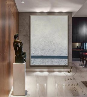 Abstract Original Handmade Painting Acrylic Gray Abstract Canvas Artwork QD6DF