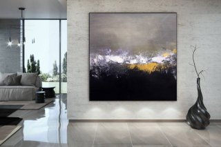 Office Handmade Hand-painted Grey Gold Leaf Hallway Abstract Canvas 8ZS9S Office Handmade Hand-painted Grey Gold Leaf Hallway Abstract Canvas 8ZS9S