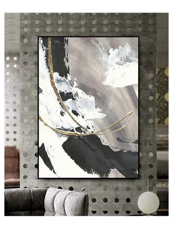 Leaf Original Contemporary Black Abstract Canvas Artwork Q28FL Leaf Original Contemporary Black Abstract Canvas Artwork Q28FL