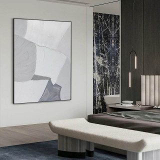 Oversized Original Gray Contemporary Minimalist Abstract Canvas Wall Art 32UWZ