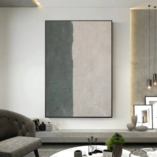 Living Original Handmade Bedroom White Minimal Abstract Canvas Artwork N306I