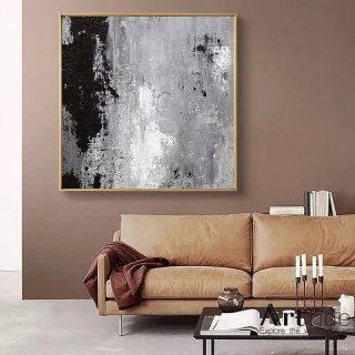 Your Original Black Room White Abstract Canvas Wall Art M615P