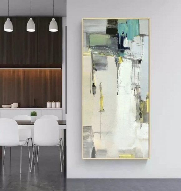 Vertical Original Grey White Abstract Canvas Artwork LK2D2 Vertical Original Grey White Abstract Canvas Artwork LK2D2