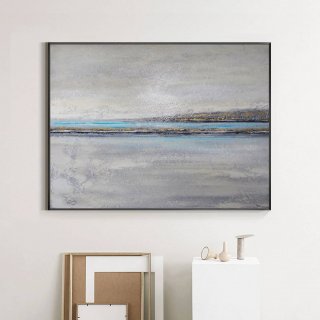 Coastal Hand-painted Handmade Grey Modern Abstract Canvas Wall Art 386GD