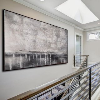 Canvas Handmade Painting Office Grey Abstract Canvas Artwork U8I8A