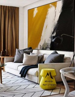 Living Black Contemporary Yellow Abstract Canvas Artwork O67H1 Living Black Contemporary Yellow Abstract Canvas Artwork O67H1