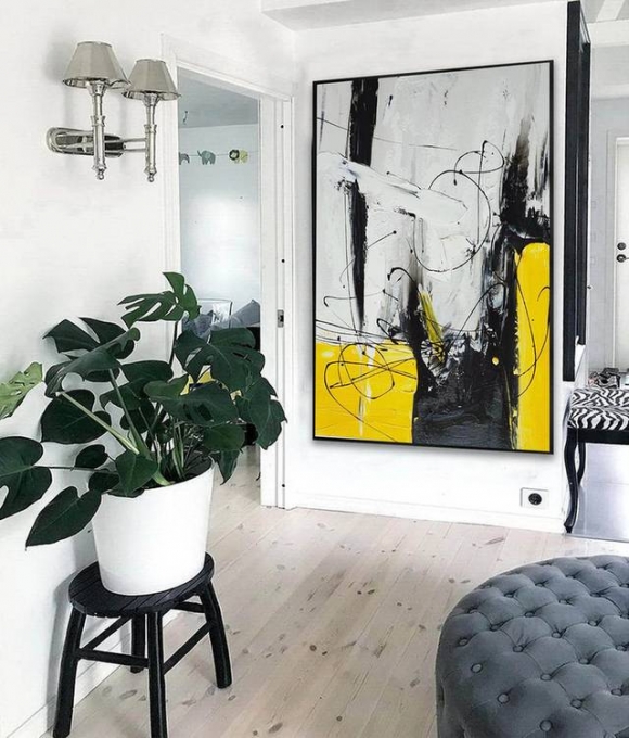 Black Modern Minimalist Abstract Canvas Wall Art KMV89