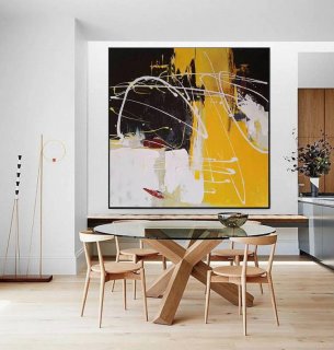 Abstract Yellow Acrylic Modern Abstract Canvas Artwork 2AN2F