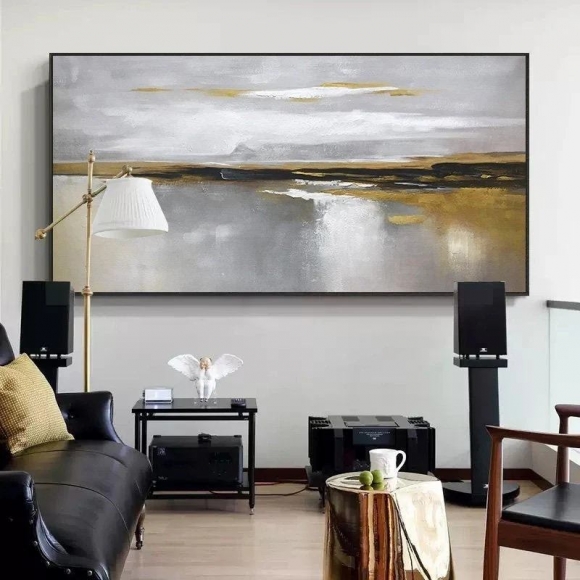 Canvas Painting Ocean Golden Abstract Canvas Artwork MOW7A