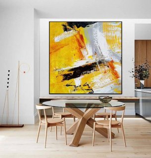 Painting Hand-painted Yellow Big Paintings Abstract Canvas Wall Art 96A47