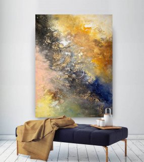 Size Original Hand-painted Room Yellow You Abstract Canvas Artwork KPEI3