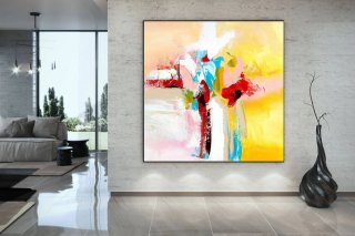 Knife Original Hand-painted Blue Entryway Bright Abstract Canvas N0MW3