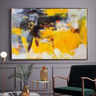 Living Hand-painted Original Modern Gray Entryway Abstract Canvas C02YE
