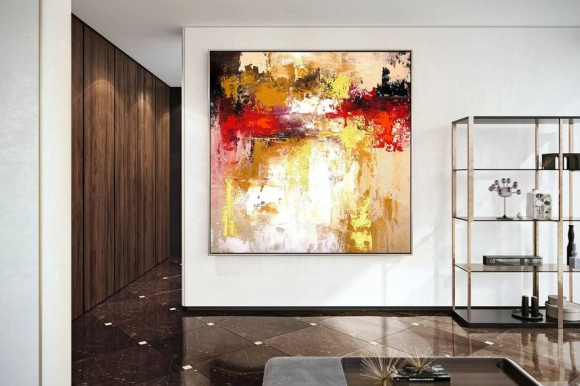 Dining Handmade Hand-painted Modern Red Abstract Canvas Artwork IG1QB Dining Handmade Hand-painted Modern Red Abstract Canvas Artwork IG1QB