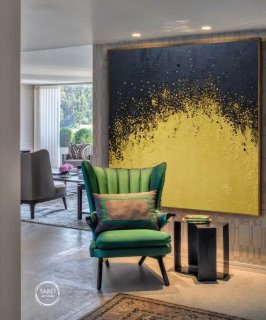 Office Hand-painted Painting Black Leaf Abstract Canvas Artwork SC2AE