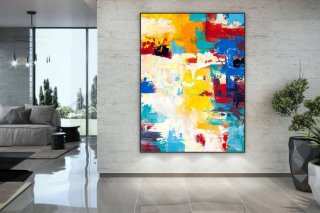Modern Hand-painted Room Colorful Dining Abstract Canvas Artwork 4EPDF