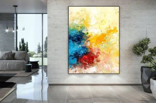 Modern Hand-painted White Abstract Canvas Wall Art U0X6I