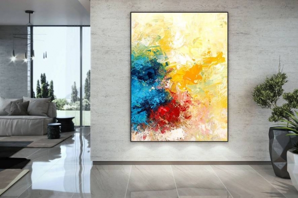 Modern Hand-painted White Abstract Canvas Wall Art U0X6I