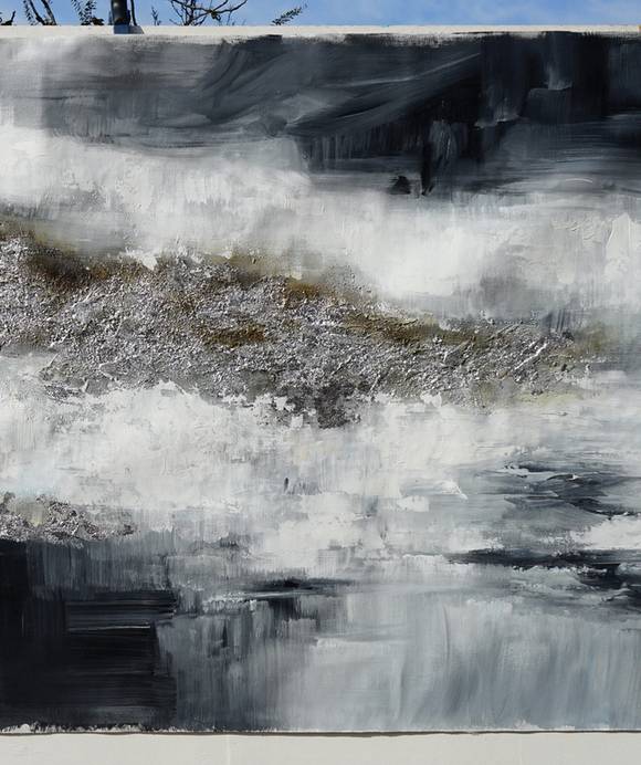 Silver Hand-Painted Black - giant painting for exhibition space