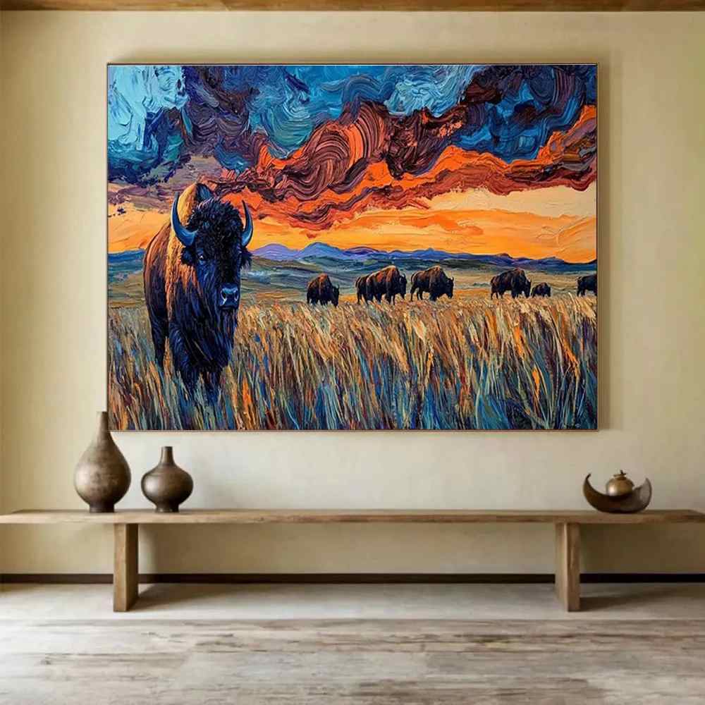 Landscape Handmade Hand-painted Man Bold Abstract Canvas Artwork 2IP3S