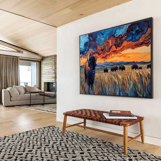 Landscape Handmade Hand-painted Man Bold Abstract Canvas Artwork 2IP3S
