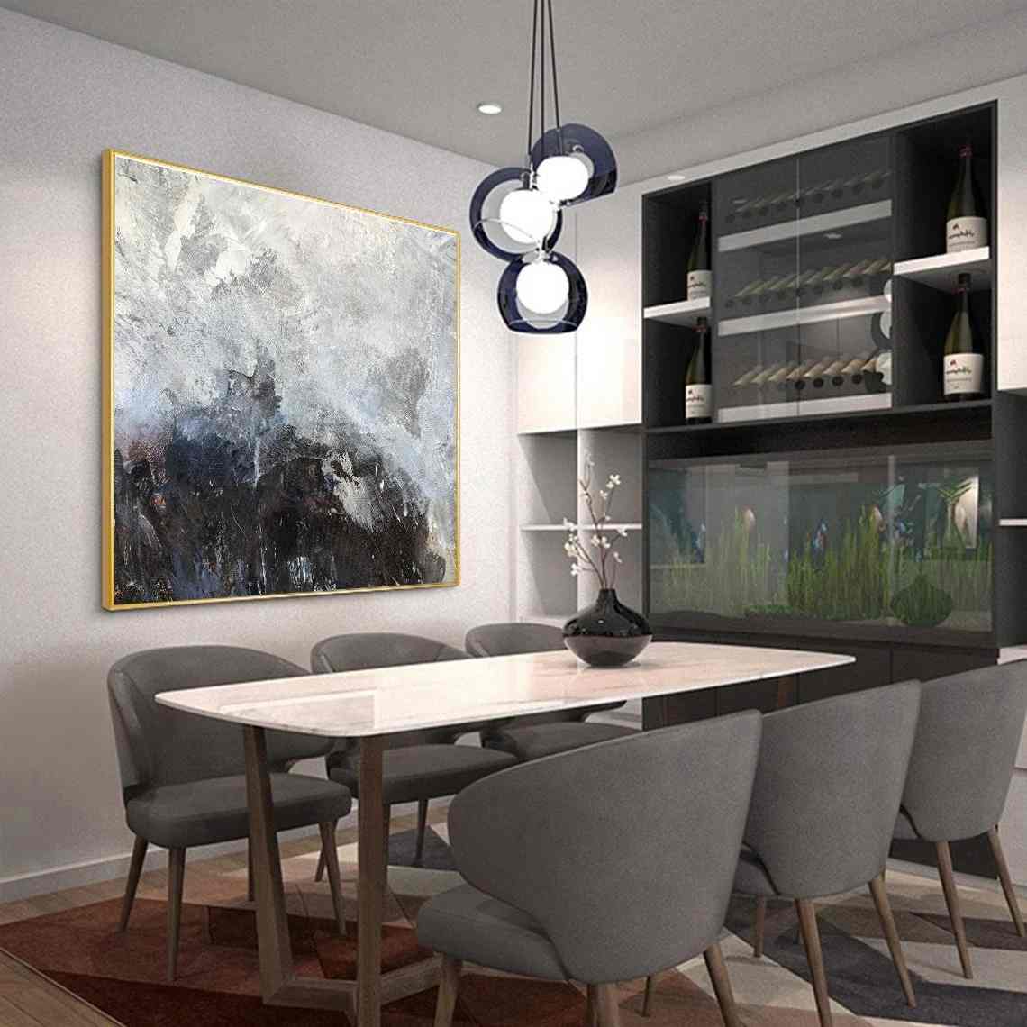 White Hand-painted Original Contemporary Abstract Canvas Wall Art C984S