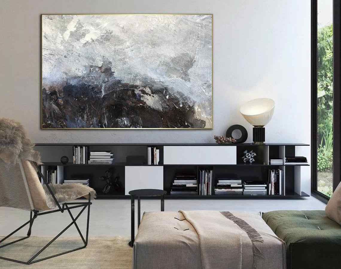 White Hand-Painted Contemporary - wabi sabi canvas for bedroom