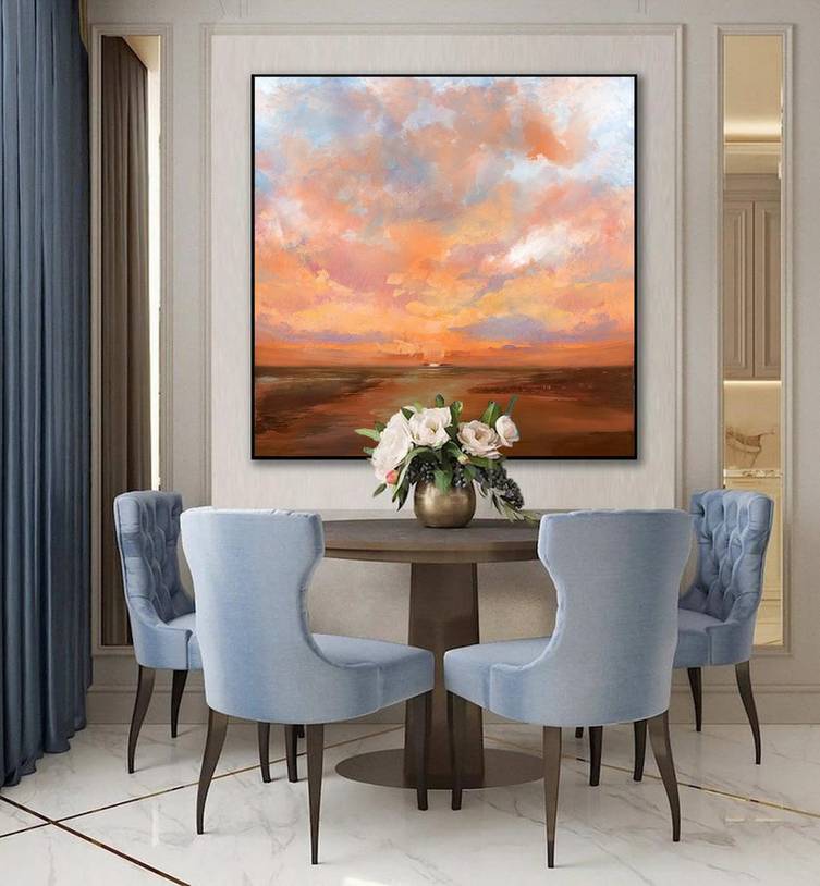 Sunset Handmade Office Hallway Your Abstract Canvas Wall Art U03IJ