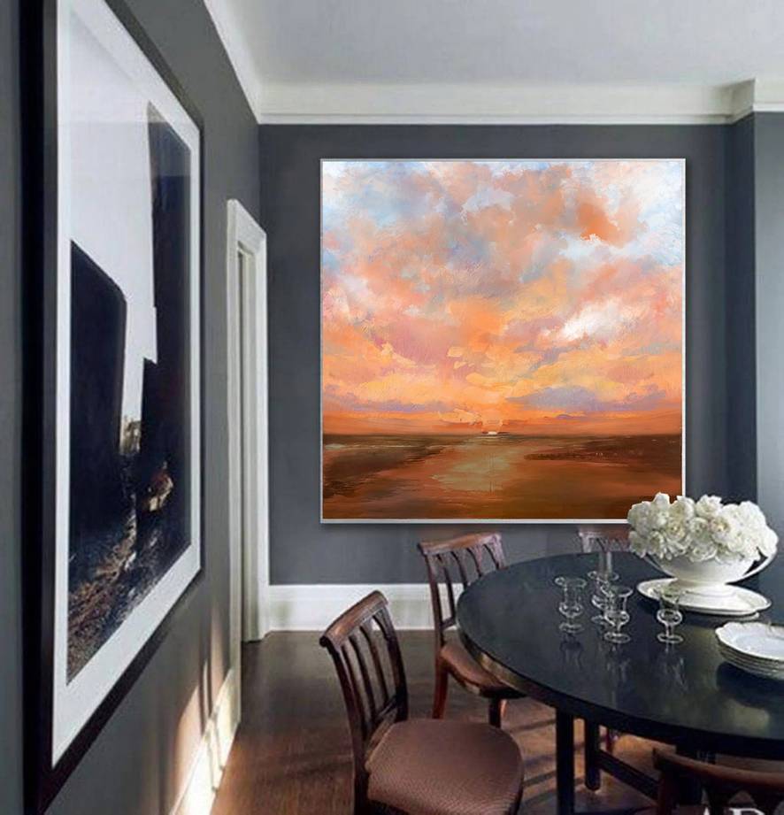 Sunset Handmade Office Hallway Your Abstract Canvas Wall Art U03IJ