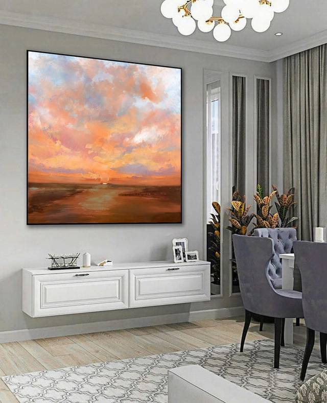 Sunset Handmade Office Hallway Your Abstract Canvas Wall Art U03IJ
