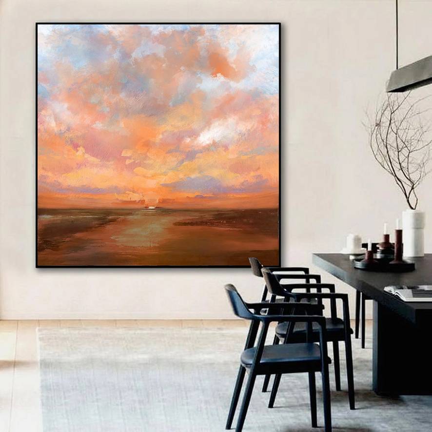 Sunset Handmade Office Hallway Your Abstract Canvas Wall Art U03IJ
