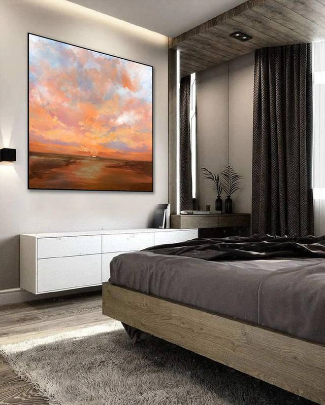 Sunset Handmade Office Hallway Your Abstract Canvas Wall Art U03IJ