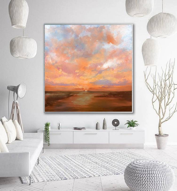 Sunset Handmade Office Hallway Your Abstract Canvas Wall Art U03IJ