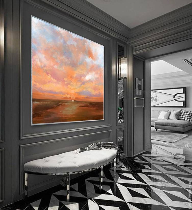 Sunset Handmade Office Hallway Your Abstract Canvas Wall Art U03IJ