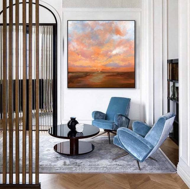 Sunset Office Hallway - handmade art gift for housewarming