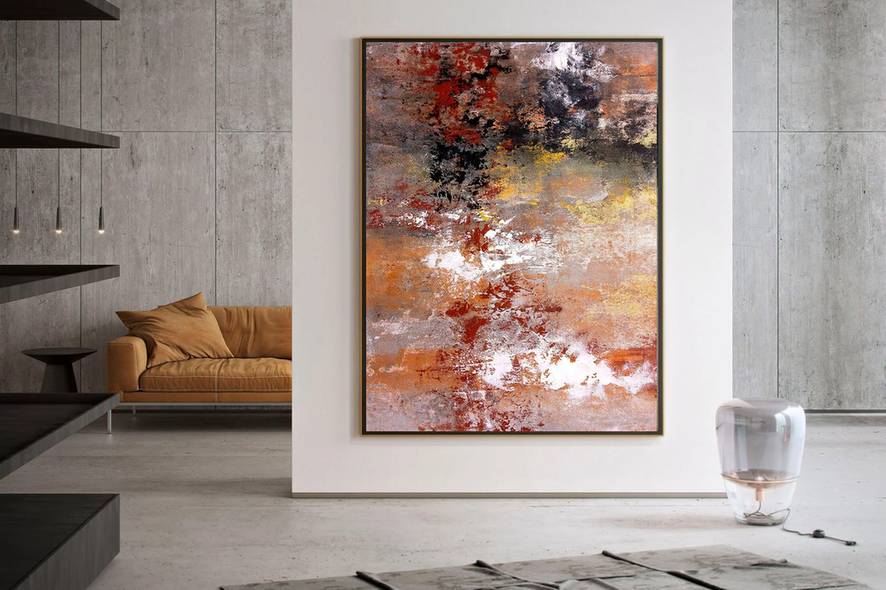 Living Hand-painted Brown Not Abstract Canvas Wall Art PT7VD