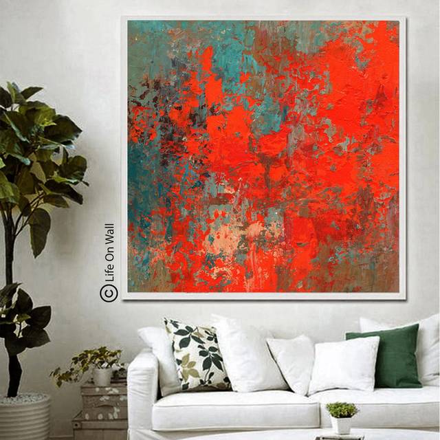 Brown Room Red - big modern art for loft