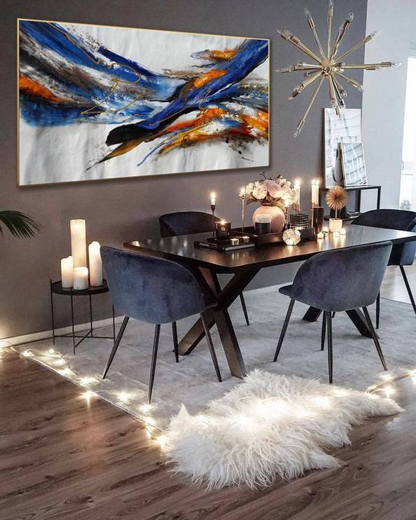 You Handmade Dining Modern White Abstract Canvas Wall Art BP3N1