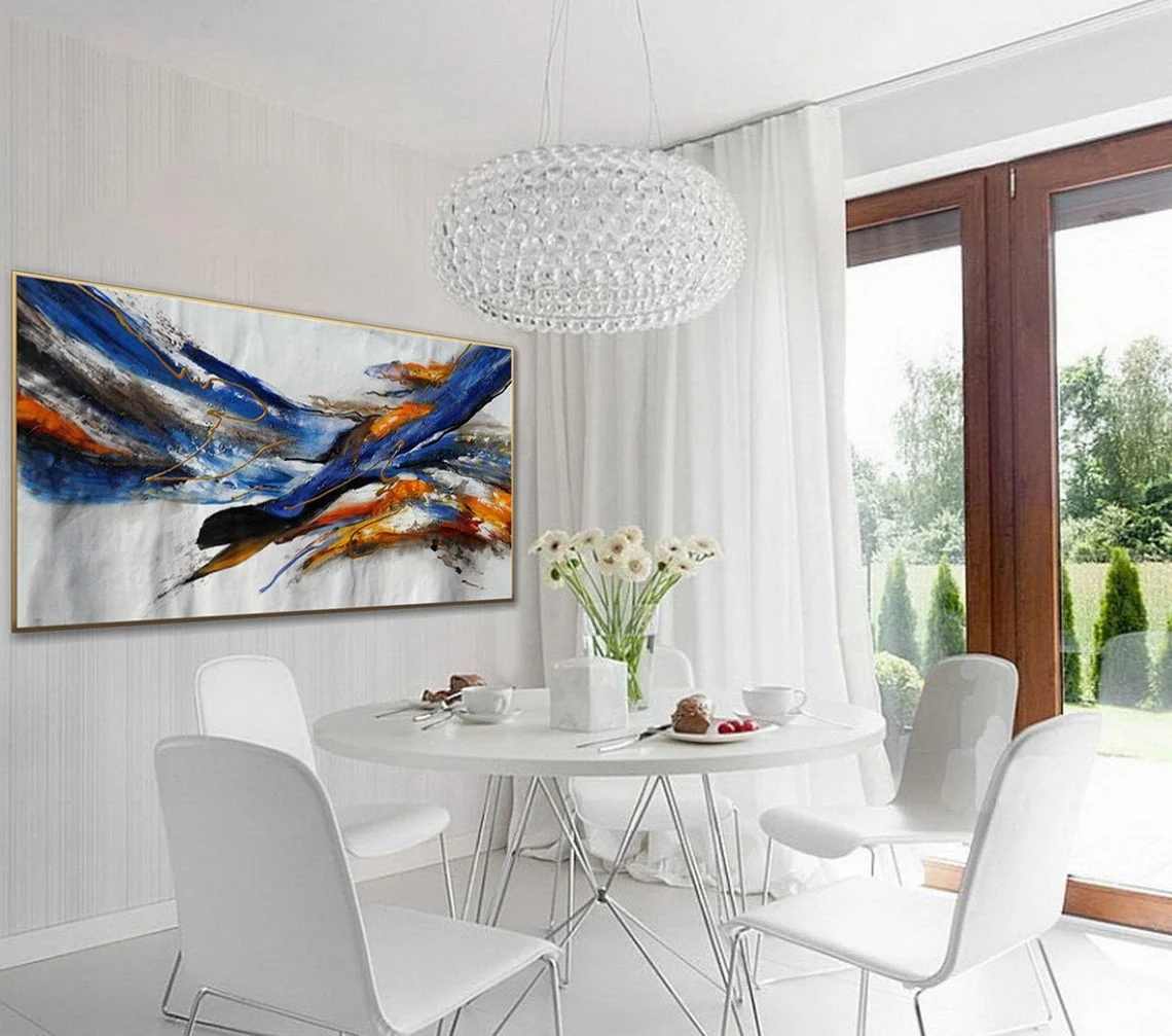 You Handmade Dining Modern White Abstract Canvas Wall Art BP3N1