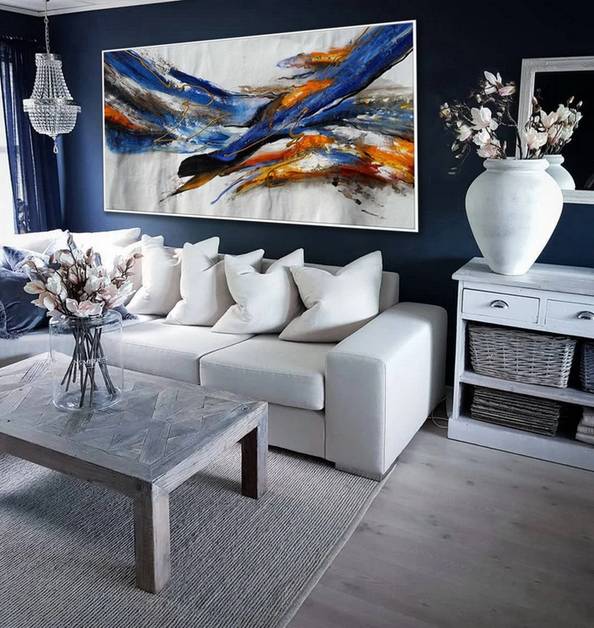 You Handmade Dining Modern White Abstract Canvas Wall Art BP3N1