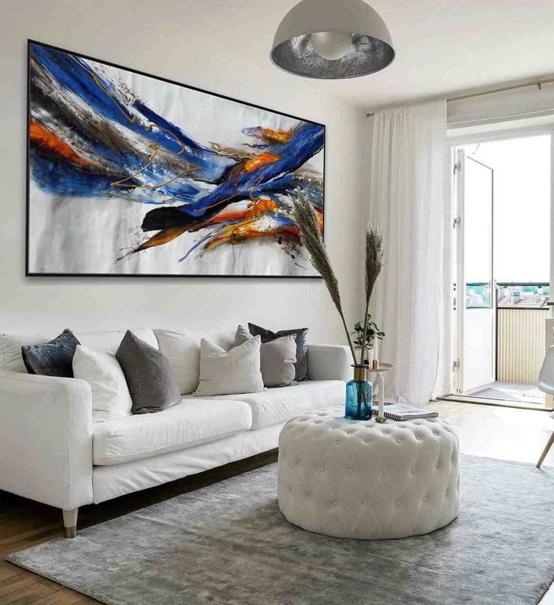 You Handmade Dining Modern White Abstract Canvas Wall Art BP3N1