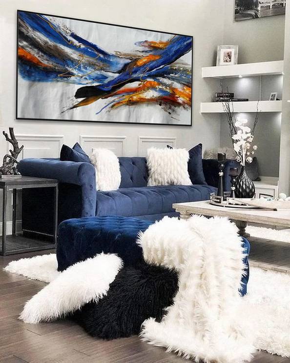 You Handmade Dining Modern White Abstract Canvas Wall Art BP3N1
