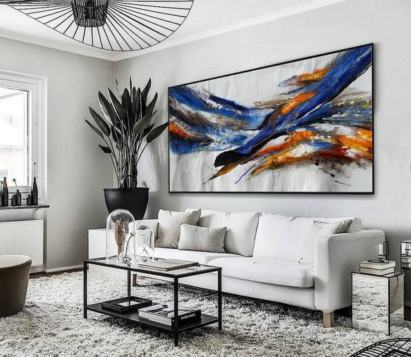 You Handmade Dining Modern White Abstract Canvas Wall Art BP3N1