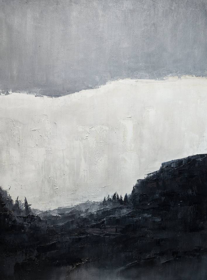 Painting Handmade Grey Canvas Black Abstract Canvas Artwork NP8XO