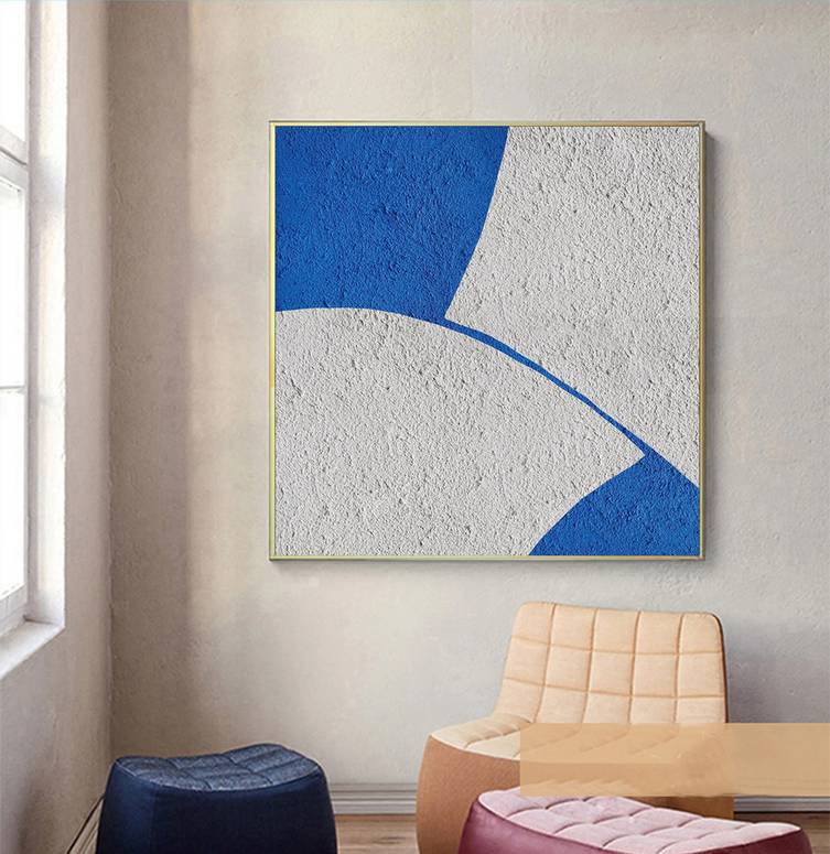 White Hand-painted Geometric Contemporary Abstract Canvas Wall Art OL7IH