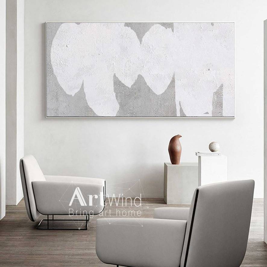 Canvas Handmade Original Minimalism Gray White Abstract Canvas Artwork 5CIA2