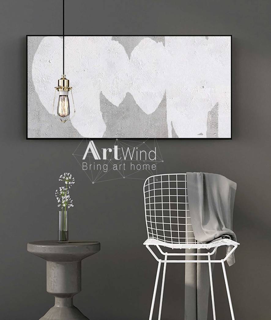 Canvas Handmade Original Minimalism Gray White Abstract Canvas Artwork 5CIA2